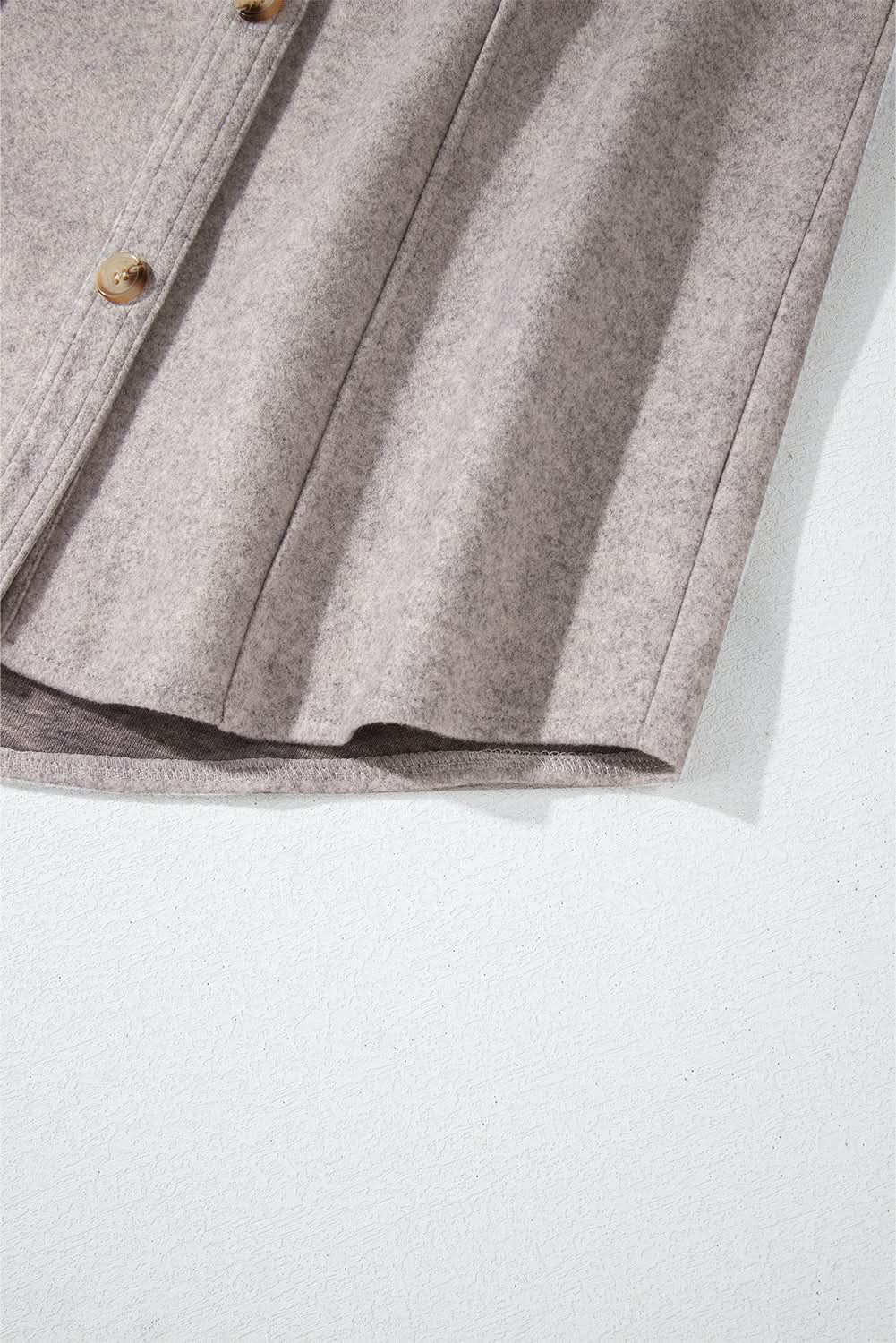 Light grey buttoned shacket with pockets - Love Salve